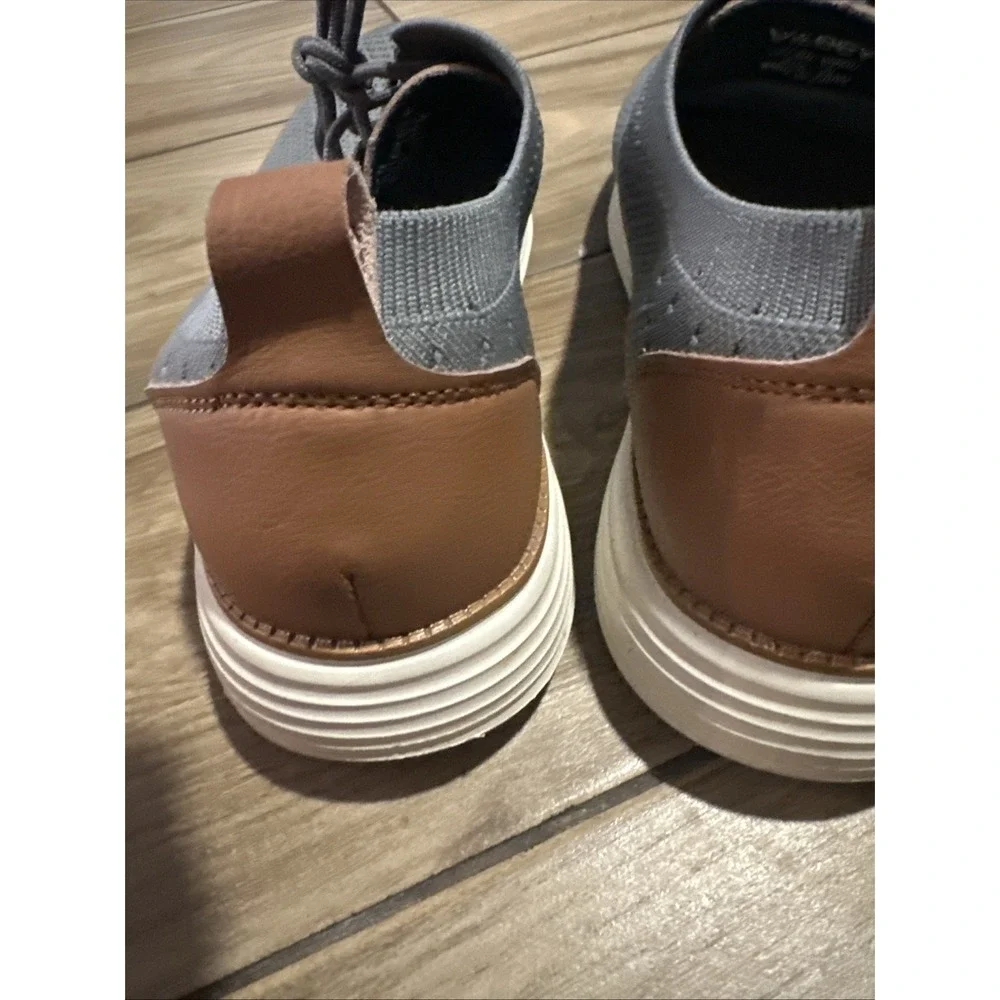Vilocy Shoes Mens 44  Casual Lace Up Knit Low Sneakers V2201 Grey Brown Fabric
